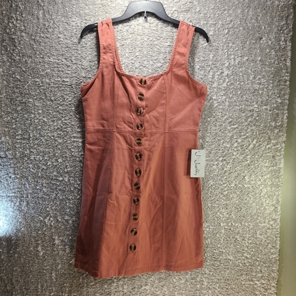 J for Justifyβ Women's Dress Mini Denim Button-Up Sleeveless Pink M NWT